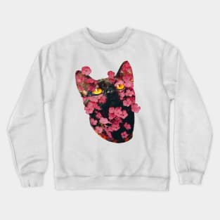 Black Cat with Amber Eyes Crewneck Sweatshirt
